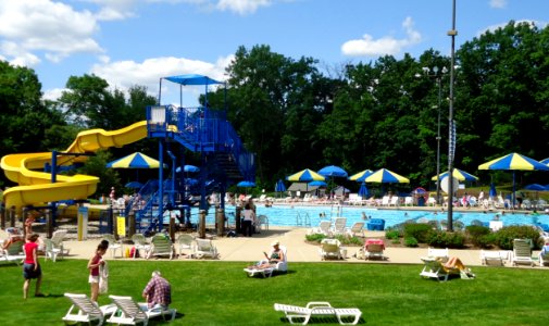 City of Summit Family Aquatic Center pool view and sky