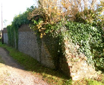 Cobbled Garden Wall at Langney Priory, Langney, Eastbourne (NHLE Code 1043641) (October 2012)