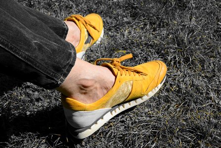 Sports shoes yellow hiking photo