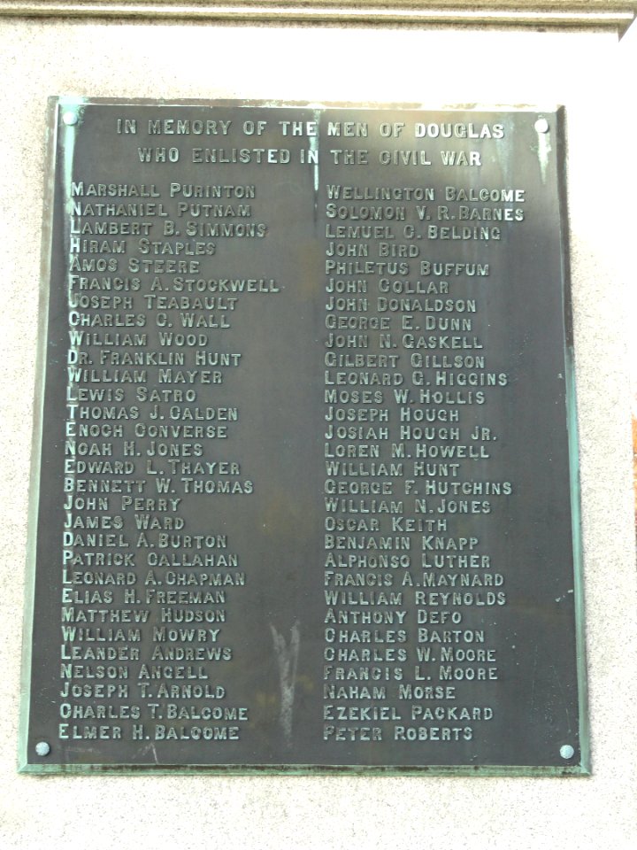 Civil War Memorial plaque - East Douglas, Massachusetts - DSC02755