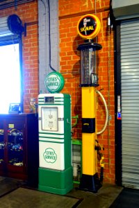 Cities Service and Signal gas pumps, made by Bowser - Automobile Driving Museum - El Segundo, CA - DSC02196