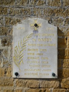 Clavy-Warby (Ardennes) plaque monument aux morts de Warby 1914-18