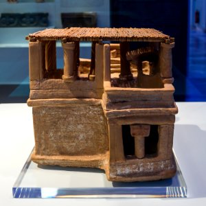 Clay minoan model -restored- of a house, 1600 BCE