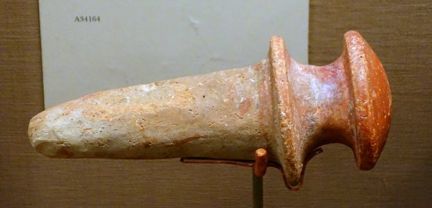 Clay peg for patterned wall decoration, terracotta - Oriental Institute Museum, University of Chicago - DSC07029
