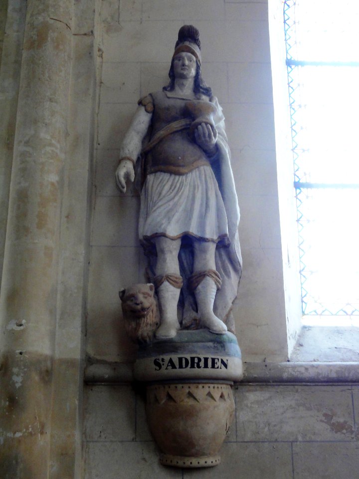 Cleuville (Seine-Mar.) église Saint-Léger, statue (09) Saint Adrien