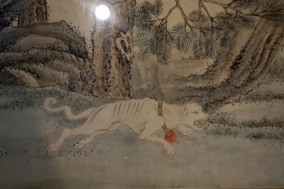 Clearing Out the Mountain, Demons Fighting with Animals in the Forest, detail 2, China, Ming dynasty, c. 1500, ink and color on paper - Berkeley Art Museum and Pacific Film Archive - DSC04201
