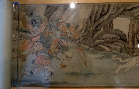 Clearing Out the Mountain, Demons Fighting with Animals in the Forest, detail 1, China, Ming dynasty, c. 1500, ink and color on paper - Berkeley Art Museum and Pacific Film Archive - DSC04199