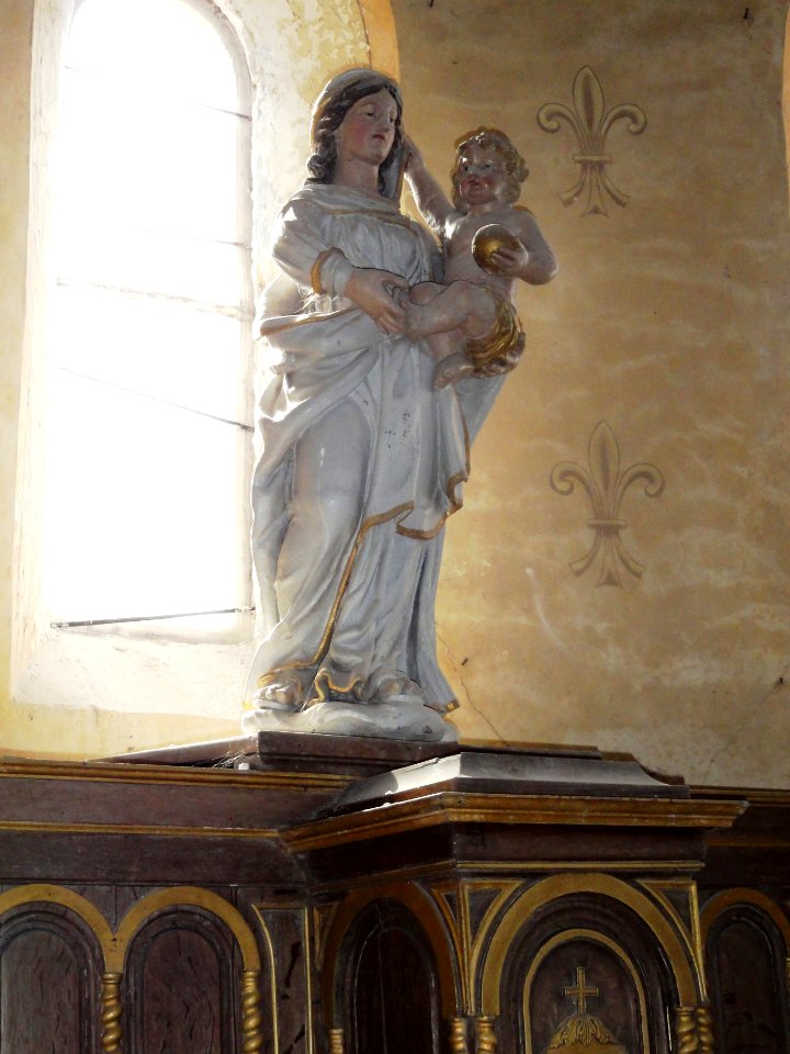Cleuville (Seine-Mar.) église Saint-Léger, statue (06) Vierge à l'Enfant
