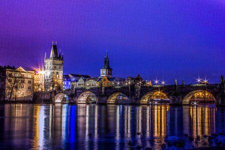 Prague charles bridge vltava photo