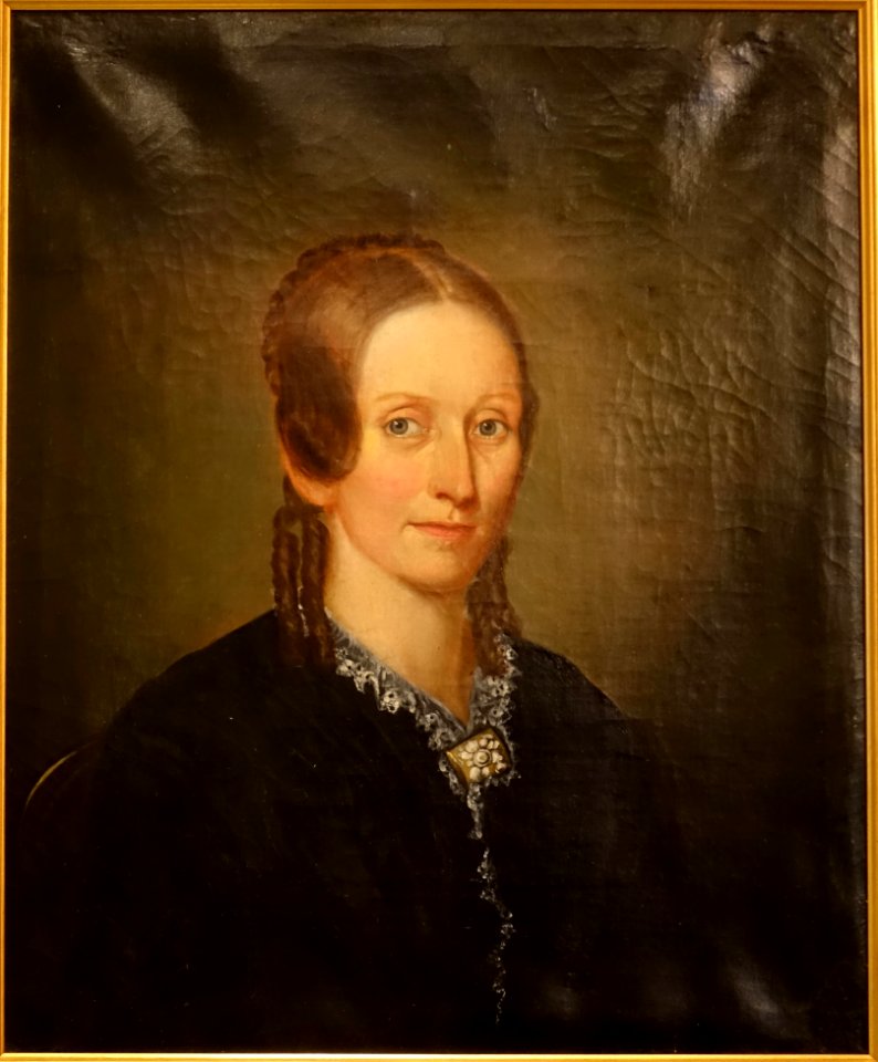 Clarissa White Reed (-1847), wife of Henry Gooding Reed, artist unknown, c. 1846, oil on canvas - Old Colony History Museum - Taunton, Massachusetts - DSC03773