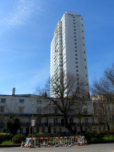 Clarence Square (south side) and Sussex Heights, Brighton (April 2013)