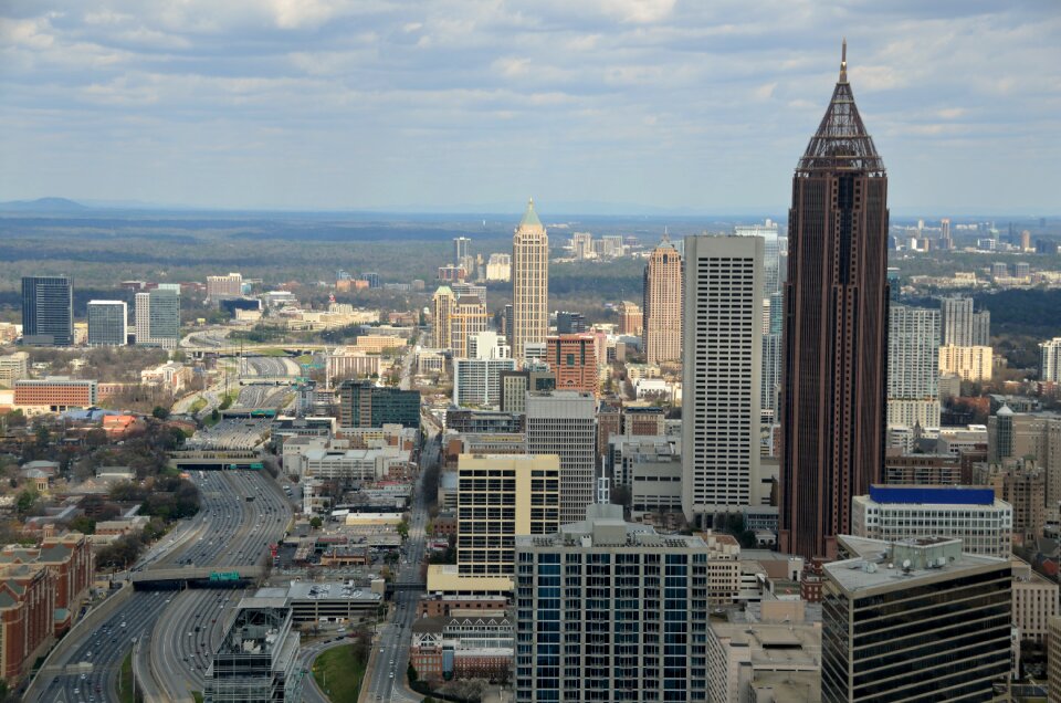 Landscape aerial view downtown photo