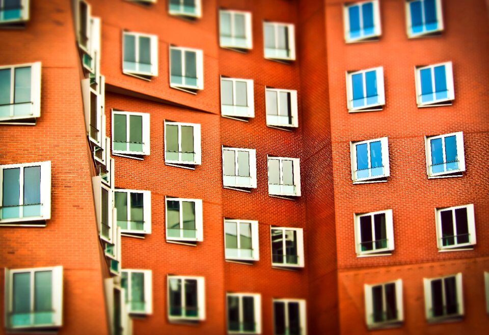 Glass building wall