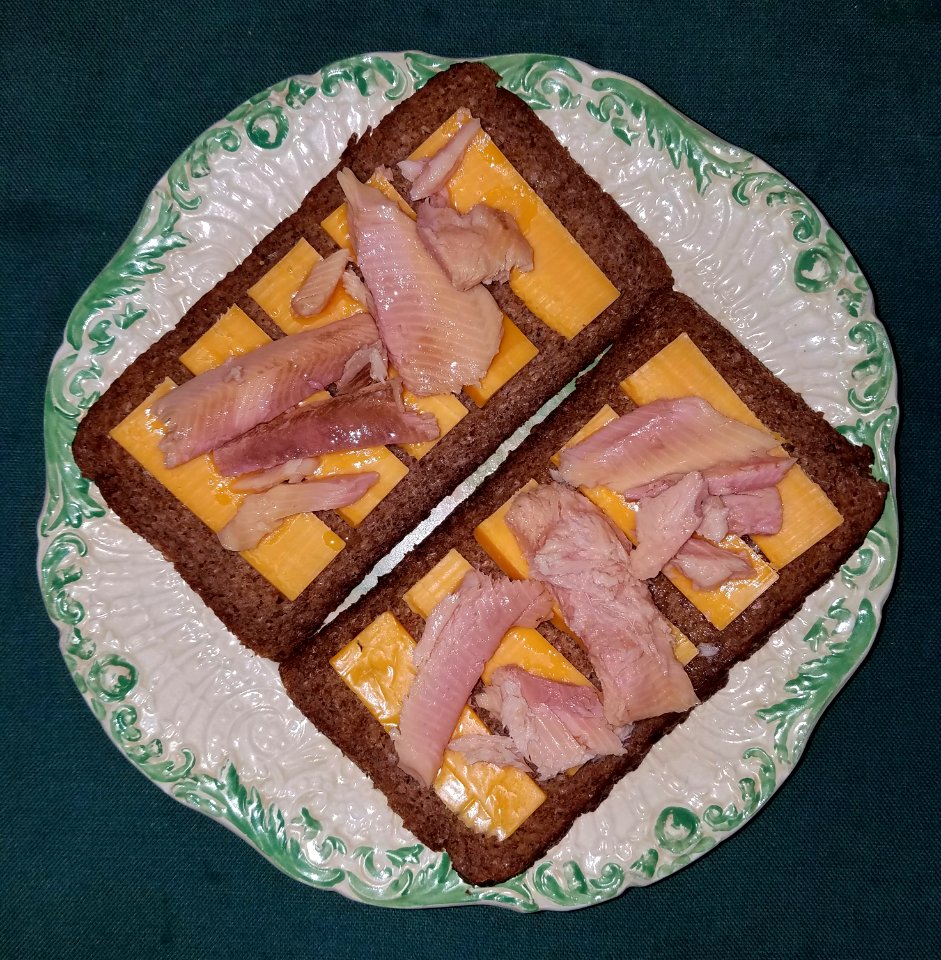 Cold smoked trout and cheddar on German rye