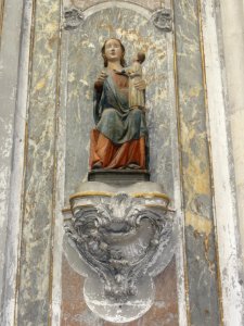 Collégiale St Gengoult, Toul, statue polychrome Vierge et enfant