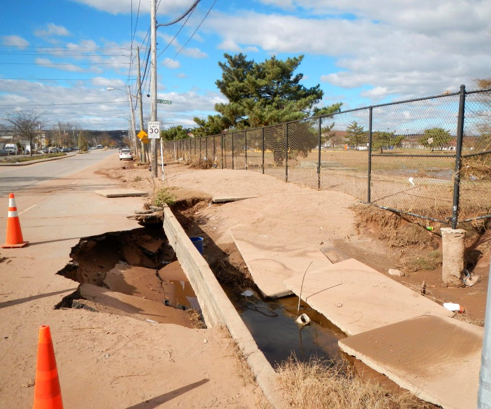 Collapsed sidewalk Crispo Way Sandy jeh