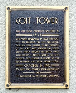Coit Tower 50th Anniversary plaque - Coit Tower, San Francisco, CA - DSC04726