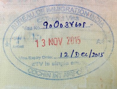 Cochin passport stamp evisa arrival 1 photo