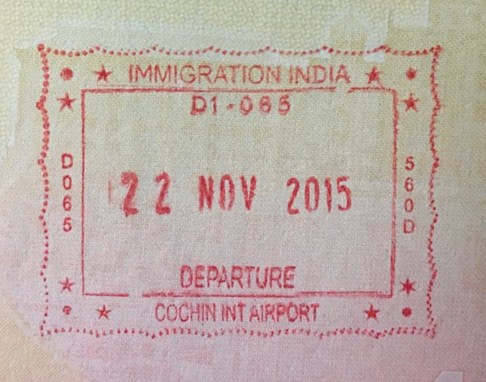 Cochin passport stamp departure 2