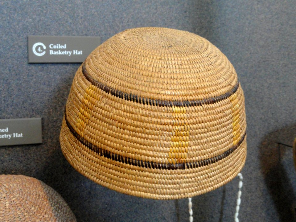Coiled basketry hat, Kumeyaay people - San Diego Museum of Man - DSC06913