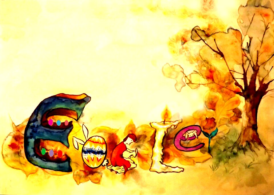 Easter watercolor painting background