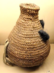 Coiled water jar, 1880s, Shoshone, Utah, plant material and horsehair - Natural History Museum of Utah - DSC07299