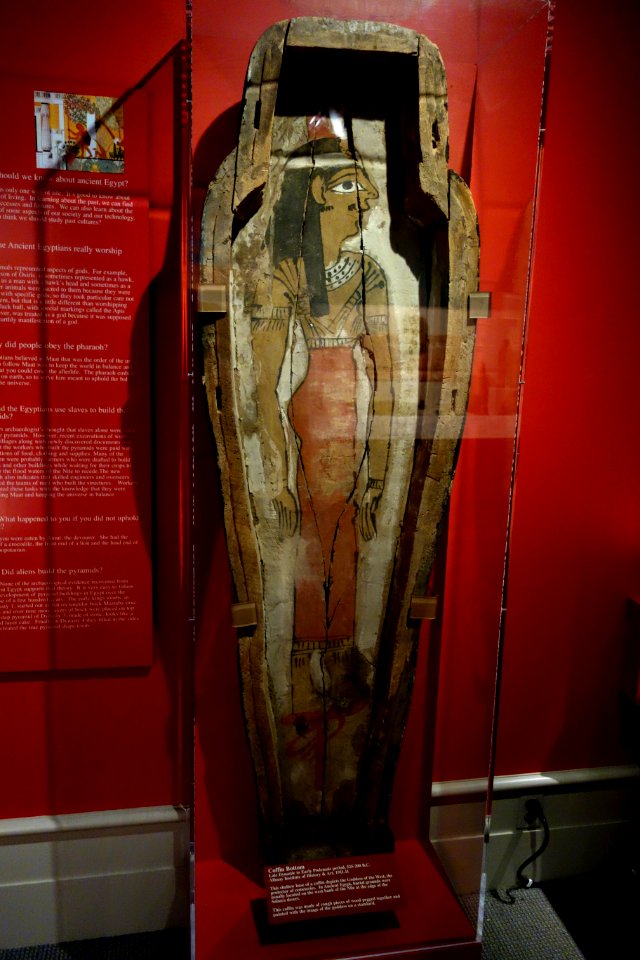 Coffin bottom depicting the Goddess of the West, Egypt, Late Dynastic to Early Ptolemaic period, 525-200 BC - Albany Institute of History and Art - DSC08178