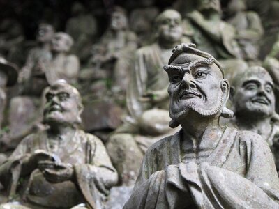 Japan buddhism stone statues photo
