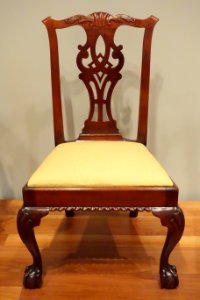 Chippendale side chair, maker unknown, New York City, 1760-1780, mahogany and upholstery - De Young Museum - DSC00831