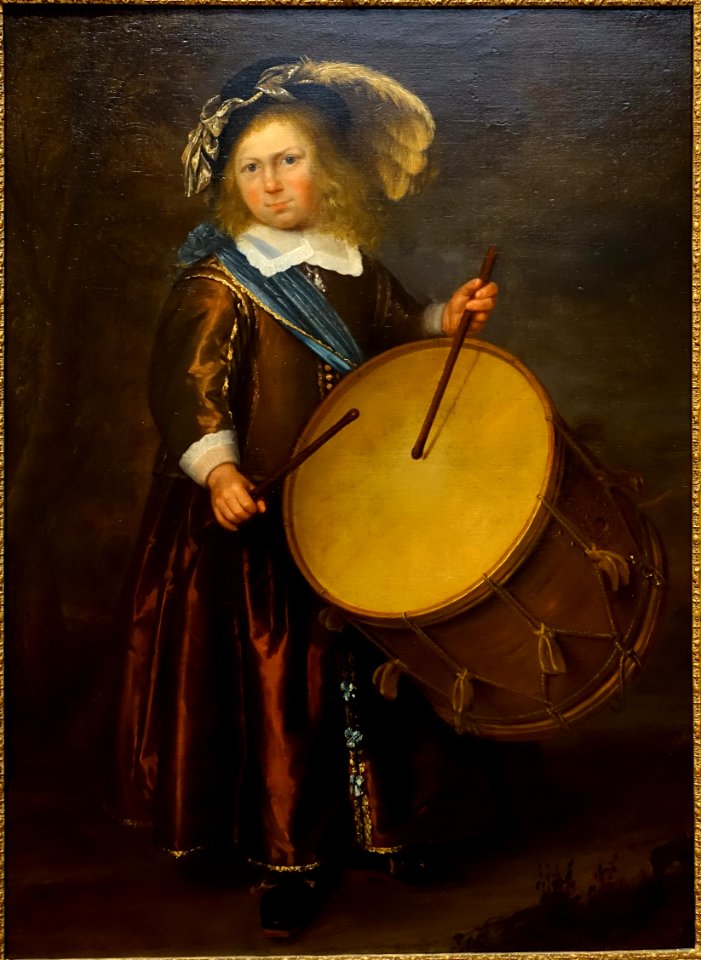 Child with a drum, school of Harmensz van Rijn dit Rembrandt, oil on canvas - Villa Vauban - Luxembourg City - DSC06451