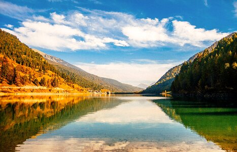 Water reflection clouds photo