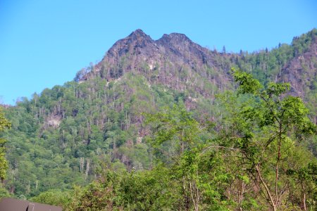 Chimney Tops viewed from Chimney Tops overlook, May 2017
