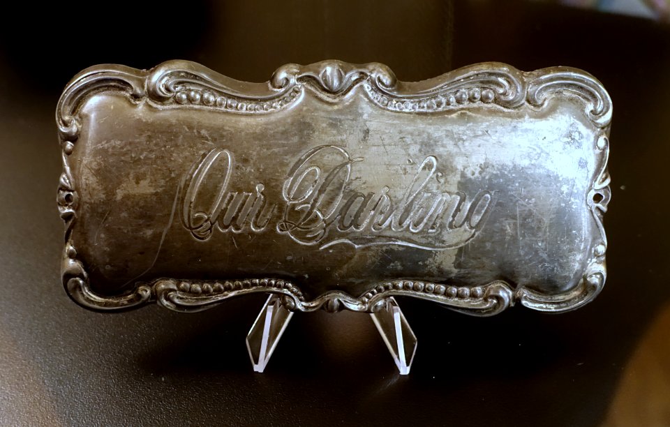 Child's coffin plaque marked 'Our Darling', c. 1890 - O. Henry Museum - Austin, Texas - DSC09292