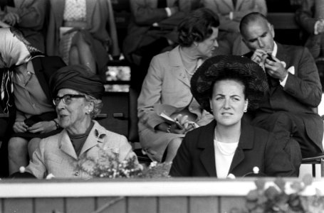 CHIO te Rotterdam. Prinses Margriet en prinses Armgard op tribune, Bestanddeelnr 920-6531
