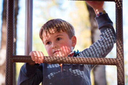 Boy climbing ladder