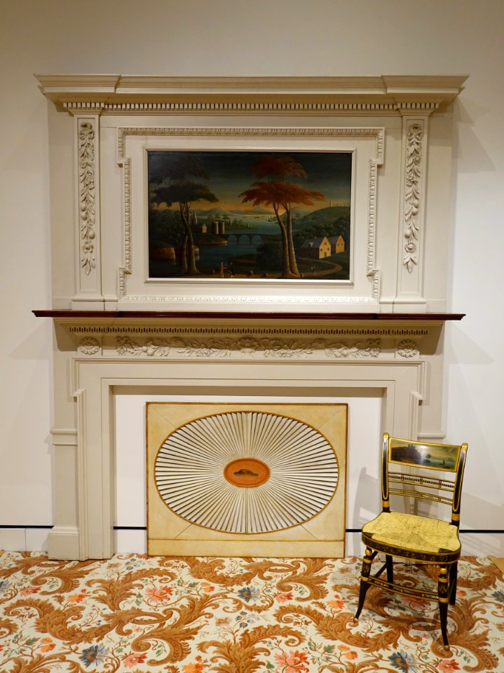 Chimneypiece from the Simon Forrester House, unknown maker, North Shore MA, 1791, carved and painted pine - Peabody Essex Museum - DSC06829