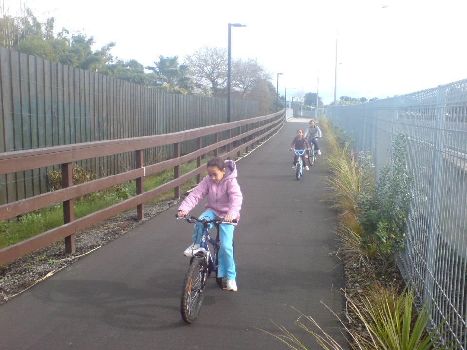 Children Riding Bicycles On Northwestern Cycleway