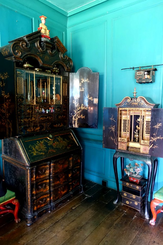 Chests with miniature palanquin - Snowshill Manor - Gloucestershire, England - DSC09523