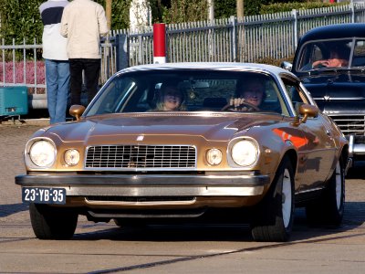 Chevrolet Camero LT (1977), Dutch licence registration 23-YB-35, arriving at the show, Lisse, pic1 photo