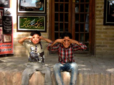 Children in Ribat-i-Abbasi of Nishapur (Hossein - Ali - Fatemeh - Hengameh and another girl - probably Afghani) 08