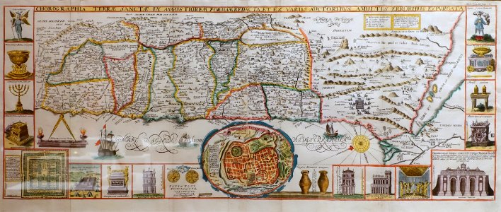 Chorographia Terrae Sanctae, Jacobus Tirinus, Amsterdam, 1630, hand-colored engraving - Jordan Schnitzer Museum of Art, University of Oregon - Eugene, Oregon - DSC09469