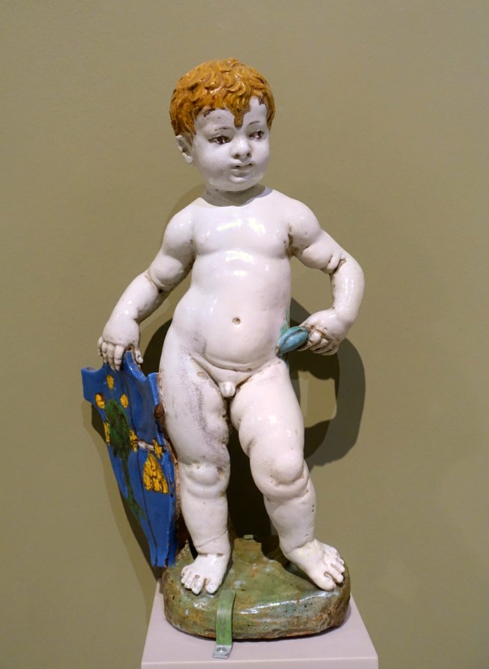 Child as Shield-bearer by the Della Robbia studio, Florence, c. 1500, glazed baked clay - Bode-Museum - DSC03736
