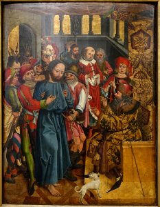 Christ before Caiaphas, by Wolfgang Katzheimer, Bamburg, c. 1480-1485, painting on fir - Germanisches Nationalmuseum - Nuremberg, Germany - DSC02890