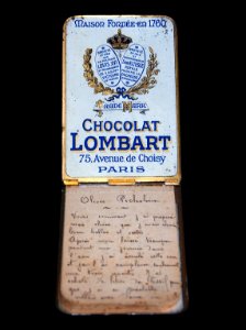 Chocolat Lombart, 75 Avenue de Choisy, Paris, tin notebook cover, foto2