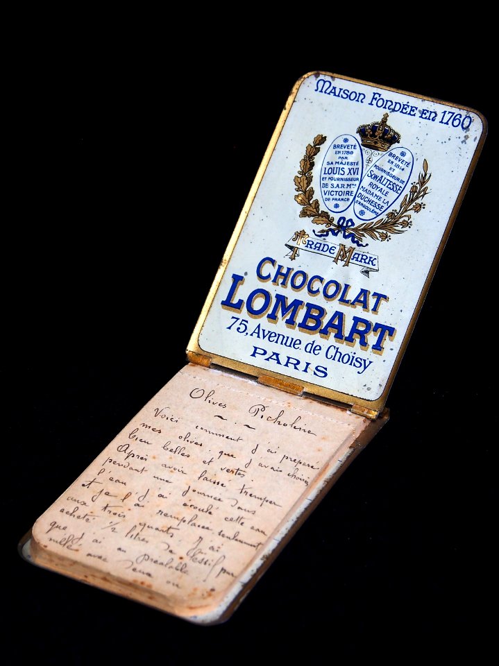 Chocolat Lombart, 75 Avenue de Choisy, Paris, tin notebook cover, foto3
