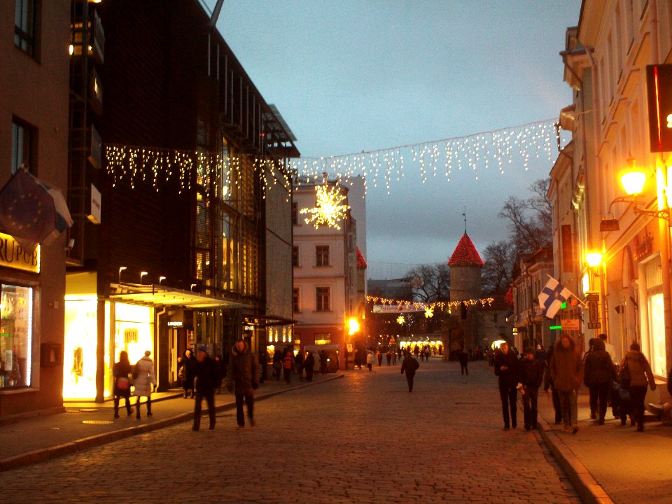 Christmas lights over Viru street
