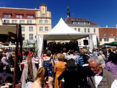 Choir singing on Tallinn's old town square