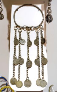 Choker necklace with chain and coin adornment, purchased in Jerusalem, c. 1902, silver - Harvard Semitic Museum - Cambridge, MA - DSC06097