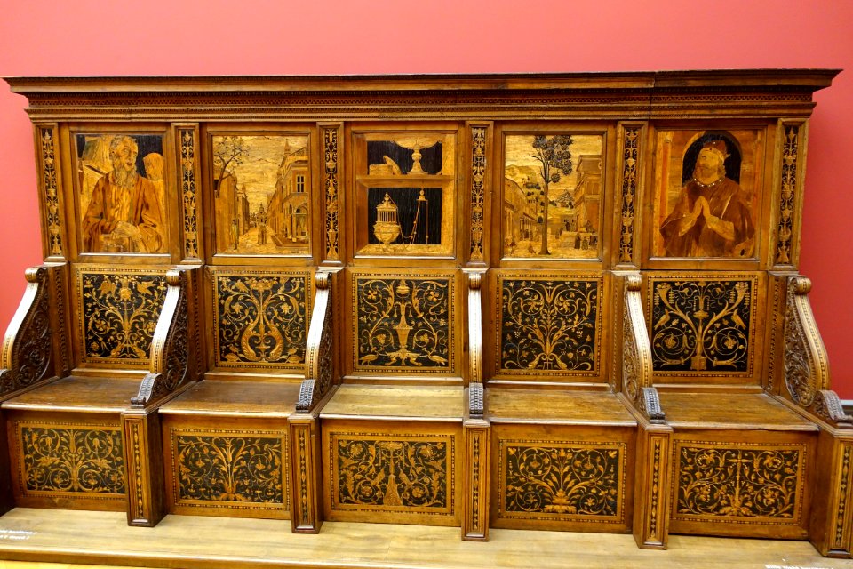 Choir stalls, Northern Italy, 1531, walnut with inlays - Bode-Museum - DSC02993