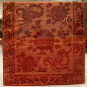 Chinese chair cover, early 20th century, silk, cut-velvet weave, Honolulu Museum of Art